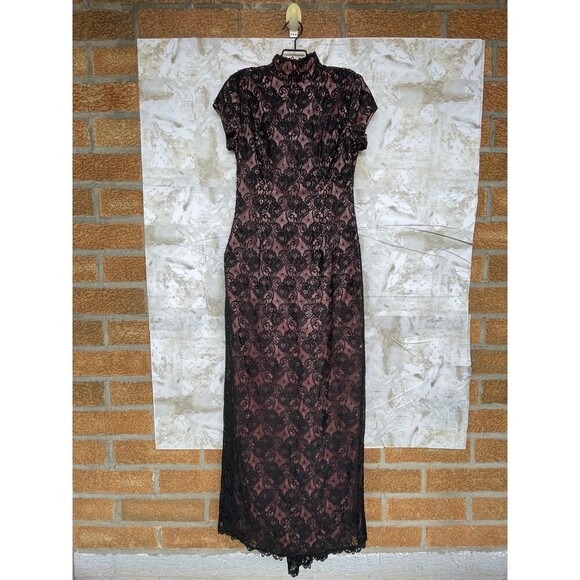 jessica mcclintock Cheongsam style size 4  lace maxi dress - Picture 1 of 12